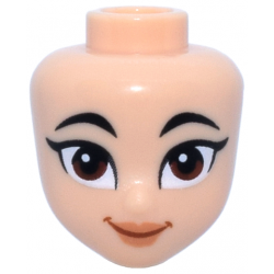 Mini Doll, Head Friends with Black Eyebrows, Reddish Brown Eyes, Nougat Lips, Dark Orange Mouth, Smile Pattern: {светло нуга}