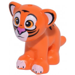 Cat, Mini Doll Style, Large, Baby Cub with Black Stripes, Dark Pink Nose, White Eye Patches, Auricles, Paws and Muzzle Pattern (Disney Rajah the Tiger): {ярко оранжев}