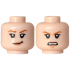 Minifigure, Head Dual Sided Female, Dark Orange Eyebrows, Nougat Lips, Lopsided Grin / Open Mouth Angry Pattern: {светло нуга}