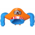 Minifigure, Hair Combo, Pirate Hat with Bandana with Molded Flexible Rubber Dark Azure Hair with Ponytails and Printed Red and White Stripes, Skull and Crossbones (Jolly Roger) Pattern: {ярко оранжев}