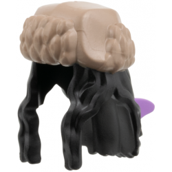 Minifigure, Hair Combo, Hair with Hat, 2 Braids over Shoulders with Molded Dark Tan Ushanka and Medium Lavender Dorsal Fin Pattern: {черен}