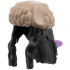 Minifigure, Hair Combo, Hair with Hat, 2 Braids over Shoulders with Molded Dark Tan Ushanka and Medium Lavender Dorsal Fin Pattern: {черен}
