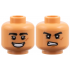 Minifigure, Head Dual Sided Black Eyebrows, Dark Orange Scar and Chin Dimple, Open Mouth Smile / Scowl Pattern: {нуга}