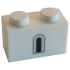 Brick 1 x 2 with Black and Light Bluish Gray Castle Window Pattern: {бял}