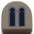 Tile, Round 1 x 1 Half Circle Extended with 2 Black and Light Bluish Gray Castle Windows Pattern: {тухлено жълт}