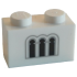 Brick 1 x 2 with 3 Black and Light Bluish Gray Castle Windows Pattern: {бял}