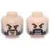 Minifigure, Head Dual Sided Black Eyebrows, Dark Brown Moustache, Light Bluish Gray Full Beard, Chin Dimple, Crooked Lopsided Grin / Angry Open Mouth with Teeth Parted Pattern: {светло нуга}