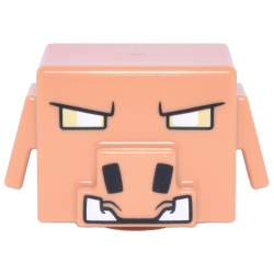 Minifigure, Head, Modified Cube with Ear Flaps and Snout with Bright Light Yellow Rectangle Eyes, Black Nostrils and White Tusks Pattern: {нуга}