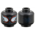 Minifigure, Head Alien with Spider-Man Large White Eyes with Red Borders, Metallic Light Blue Electricity and Dots Pattern: {черен}