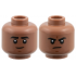Minifigure, Head Dual Sided Black Eyebrows, Reddish Brown Chin Dimple, Grin / Frown Pattern: {умерено кафяв}