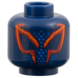 Minifigure, Head Alien with Red and Orange Angular Eyes Outline, Blue Dots Pattern: {земно син}