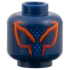 Minifigure, Head Alien with Red and Orange Angular Eyes Outline, Blue Dots Pattern: {земно син}