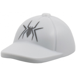 Minifigure, Headgear Cap - Short Smooth Curved Bill with Seams and Button on Top with Black Spider Pattern: {умерено каменно сив}
