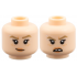 Minifigure, Head Dual Sided Female, Dark Tan Eyebrows, Silver Eyebrow Piercing, Nougat Freckles and Lips, Lopsided Grin / Open Mouth Scowl with Tooth Gap Pattern: {светло нуга}