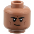 Minifigure, Head Black Eyebrows, Reddish Brown Cheek Lines and Chin Dimple, Slight Grin Pattern: {умерено кафяв}