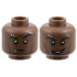 Minifigure, Head Dual Sided Black Eyebrows, Dark Brown Cheek Lines, Silver Piercings and Lip Ring, Raised Eyebrow Left / Lopsided Grin Pattern: {умбра}