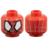 Minifigure, Head Alien with Spider-Man Light Bluish Gray Webbing, Large Irregular White Eyes with Black Borders and Paint Drips Pattern: {ярко червен}