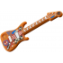 Minifigure, Utensil Musical Instrument, Guitar Electric with Silver Strings, Bridge, and Output Jack, Red and Blue Spider-Man Head, Black and Tan Checkered Pattern: {тъмно оранжев}
