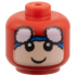 Minifigure, Baby / Toddler Head with Neck with Pulled Up Spider-Man Mask with White Eyes and Blue Hem, Light Nougat Face with Grin Pattern: {ярко червен}