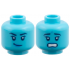 Minifigure, Head Dual Sided Female, Black Eyebrows, Dark Azure Lips, Lopsided Grin / Scared Open Mouth with Teeth Pattern: {умерено небесносин}