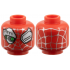 Minifigure, Head Alien Silver Webbing, Eyes and Cyborg Eyepiece, Bright Green Eye Sensors Pattern: {ярко червен}
