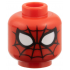 Minifigure, Head Alien with Spider-Man Black Webbing Simple, Large White Eyes with Black Borders Pattern: {ярко червен}