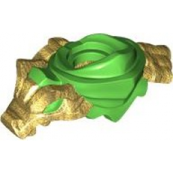Minifigure Armor Shoulder Pads and Scarf with Molded Pearl Gold Dragon Head, Tail and Scabbard for 2 Katanas Pattern: {ярко зелен}