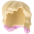 Minifigure, Hair Female Mid-Length with Part over Left Shoulder with Molded Bright Pink Tips Pattern: {тухлено жълт}
