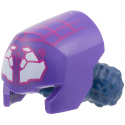 Minifigure, Hair Combo, Hair with Hat, 2 Space Buns with Molded Dark Purple Mask and Printed Magenta Webbing, White Cluster Eyes Pattern: {земно син}