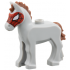 Horse, Foal with Stud on Back with Molded Reddish Brown Mane and Tail and Printed Black and White Eyes and Red Spider Web Mask Pattern (Widow): {умерено каменно сив}