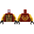 Torso Vest with Dark Tan Lapels over Gold Breastplate, Dragon Logos Pattern / Pearl Gold Arms / Black Hands: {нов тъмно червен}