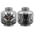 Minifigure, Head Alien Robot with Silver Face with Dark Bluish Gray Lines, Red Eyes, Armor Panels on Back Pattern: {сребърно метален}