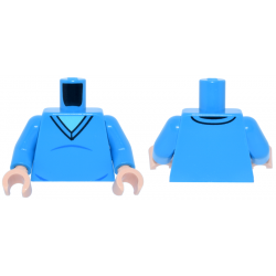 Torso V-Neck Sweater with Black Trim and Blue Creases over Medium Azure Shirt Pattern / Dark Azure Arms / Light Nougat Hands: {тъмно небесносин}