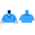 Torso V-Neck Sweater with Black Trim and Blue Creases over Medium Azure Shirt Pattern / Dark Azure Arms / Light Nougat Hands: {тъмно небесносин}