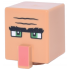 Minifigure, Head, Modified Cube Tall with Raised Rectangle with Black Forehead Creases and Bushy Unibrow, Green Eyes and Coral Nose Pattern (Minecraft Villager): {нуга}