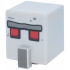 Minifigure, Head, Modified Cube Tall with Raised Rectangle with Stone Unibrow, Square Red and Dark Red Eyes and Dark Bluish Gray Nose Pattern (Minecraft Iron Golem): {умерено каменно сив}