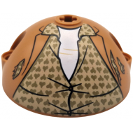 Cylinder Hemisphere 5 x 5, Axle Hole in Center and 2 Pin Holes with Torn Jacket, Tan Shirt with Buttons, Wrinkles and Dark Tan Hearts over White Undershirt Pattern: {умерен нуга}