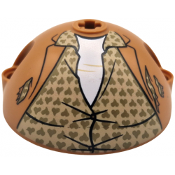 Cylinder Hemisphere 5 x 5, Axle Hole in Center and 2 Pin Holes with Torn Jacket, Tan Shirt with Buttons, Wrinkles and Dark Tan Hearts over White Undershirt Pattern: {умерен нуга}