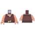 Torso Tunic with Crooked Collar and Black Laces, Dark Brown Belt with Gold Buckle, Nougat Neck with Collarbone Pattern / Nougat Arms / Nougat Hands: {червеникаво-кафяв}