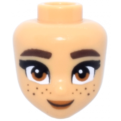 Mini Doll, Head Friends with Dark Brown Thick Eyebrows and Freckles, Dark Orange Eyes and Lips, Closed Mouth Smile Pattern: {умерен тан}