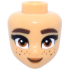 Mini Doll, Head Friends with Dark Brown Thick Eyebrows and Freckles, Dark Orange Eyes and Lips, Closed Mouth Smile Pattern: {умерен тан}