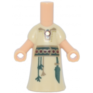 Micro Doll, Body with Molded Tan Dress and Printed Gold and Dark Red Pendant, Dark Tan and Dark Green Belt with Tassels and Knife Pouch Pattern: {умерен тан}