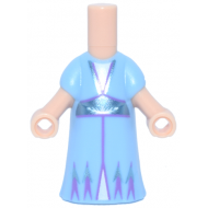 Micro Doll, Body with Molded Bright Light Blue Dress and Printed Metallic Light Blue and Medium Lavender Trim with Center Line, White Triangular Panels and Half Snowflake Pattern: {светло нуга}