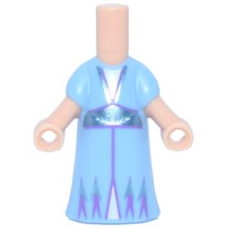 Micro Doll, Body with Molded Bright Light Blue Dress and Printed Metallic Light Blue and Medium Lavender Trim with Center Line, White Triangular Panels and Half Snowflake Pattern: {светло нуга}
