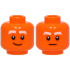 Minifigure, Head Dual Sided White Thick Eyebrows, Lopsided Grin / Stern Pattern: {ярко оранжев}
