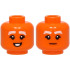 Minifigure, Head Dual Sided Female White Thick Eyebrows, Black Double Eyelashes, Open Mouth Smile with Teeth / Stern Pattern: {ярко оранжев}