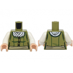 Torso Female Bodice with Dark Green Trim, Buttons and Contours, White Blouse, Tan Sash Pattern / White Arms / Light Nougat Hands: {маслинено зелен}