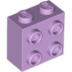 BRICK 1X2X1 2/3 W/4 KNOBS: {лавандулов}