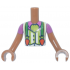 Torso Mini Doll Boy Lime and White Striped Vest over Dark Pink Shirt, Bright Green Suspenders with Carrot Clasps Pattern, Medium Nougat Arms with Hands with Dark Pink Short Sleeves: {умерен нуга}