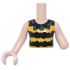 Torso Mini Doll Girl Black and Yellow Striped Top, Collar with Dark Bluish Gray Accents Pattern, Light Nougat Arm Left, Light Nougat Arm with Hand Right: {светло нуга}